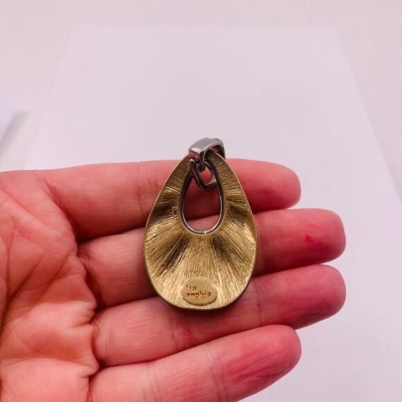 Lia Sophia Verona Gold Slide Pendant Oval Bronze Boho Style - Picture 4 of 5